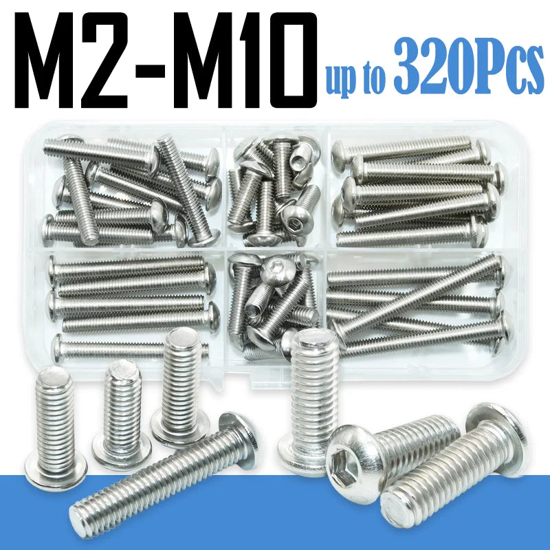 M2 M2.5 M3 M4 M5 M6 M8 M10 Button Head Socket Cap Machine Bolts Screw