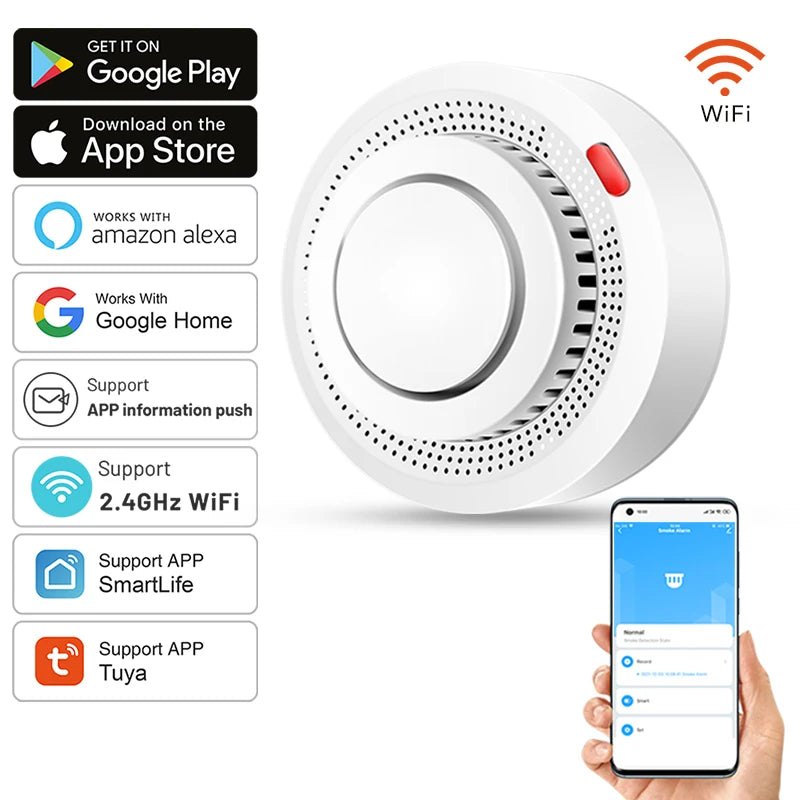 Tuya Smart WiFi Smoke Sensor Fire Protection Smoke Detector 85dB