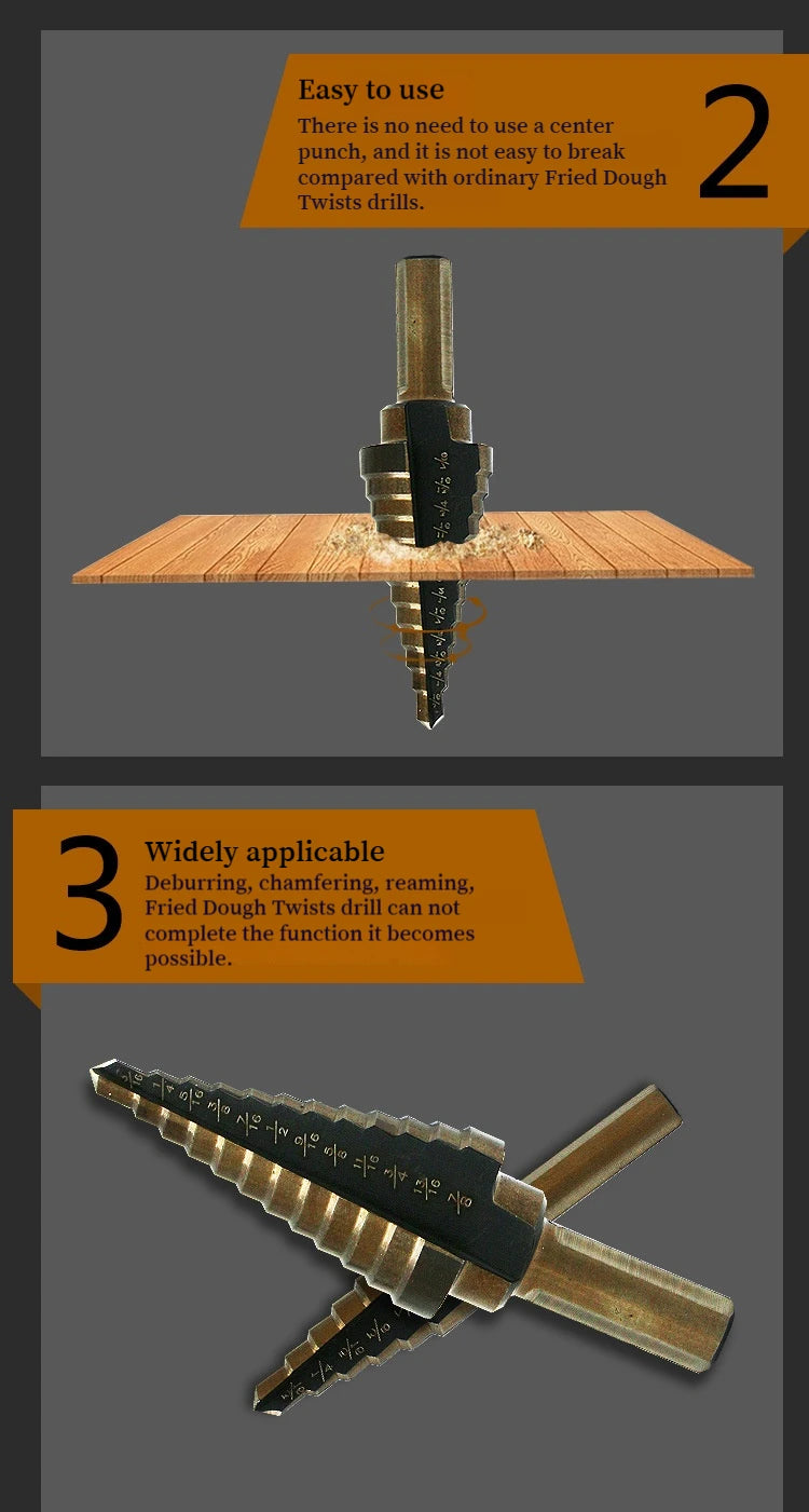 5-in-1 multi-step drill bit, high-precision drilling step drill bit