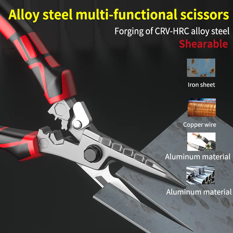 Multi-Functional Electrician Scissors, Crimping Wire Cutting Tool