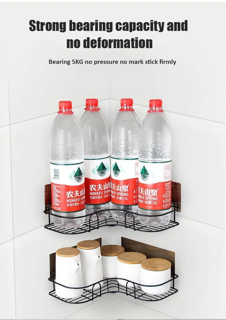 Bathroom Corner Triangle Shelf Wall Mounted Storage Shelves Shampoo