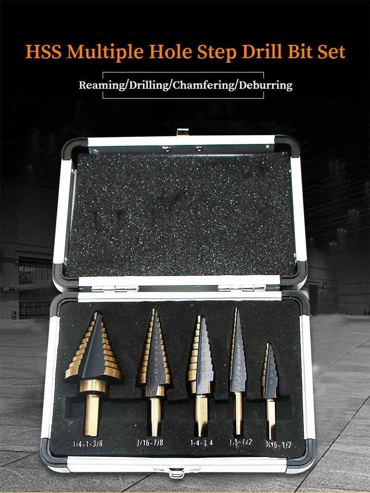5-in-1 multi-step drill bit, high-precision drilling step drill bit
