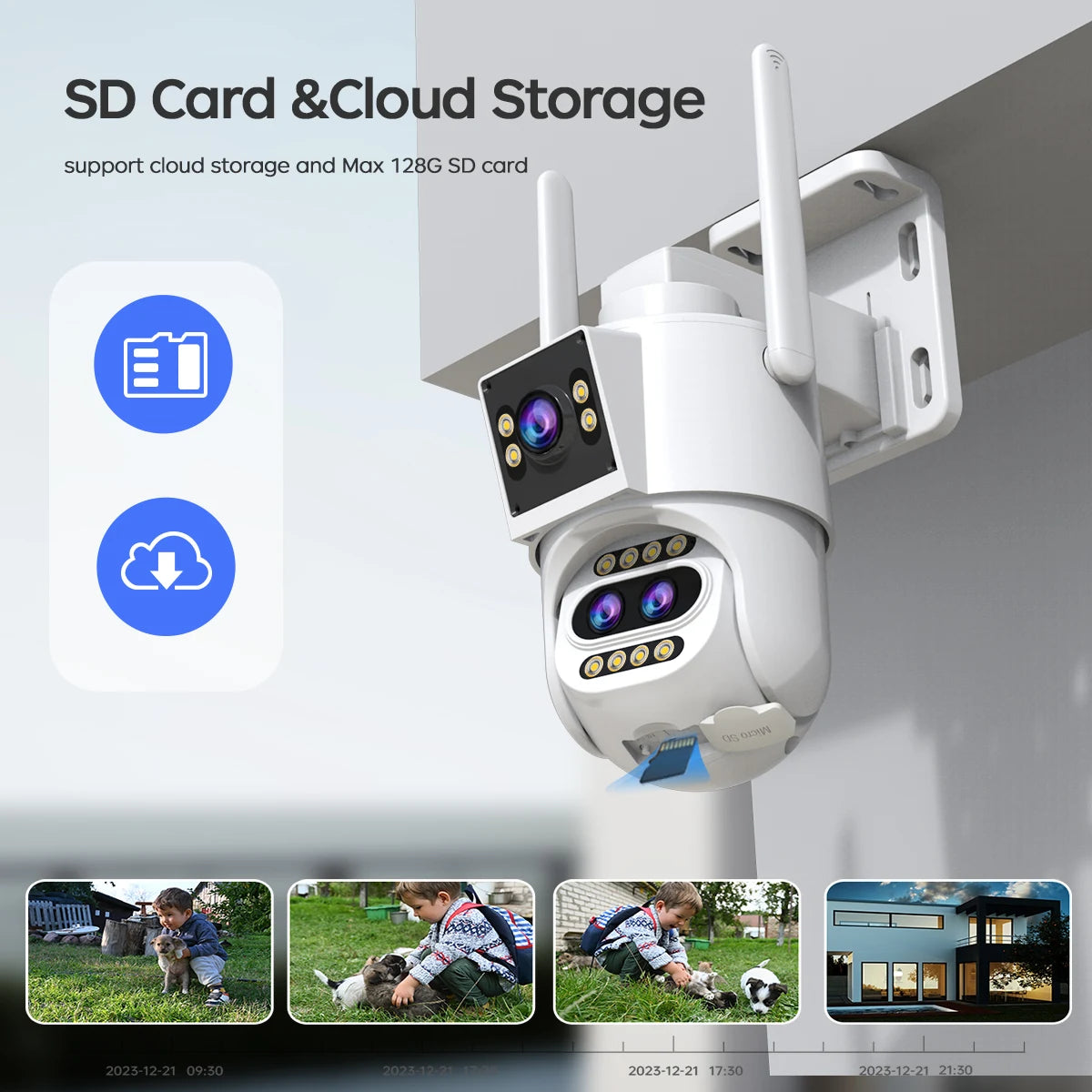 JOOAN 4K 8MP WiFi Surveillance Camera Outdoor Three-Lens Dual Screen