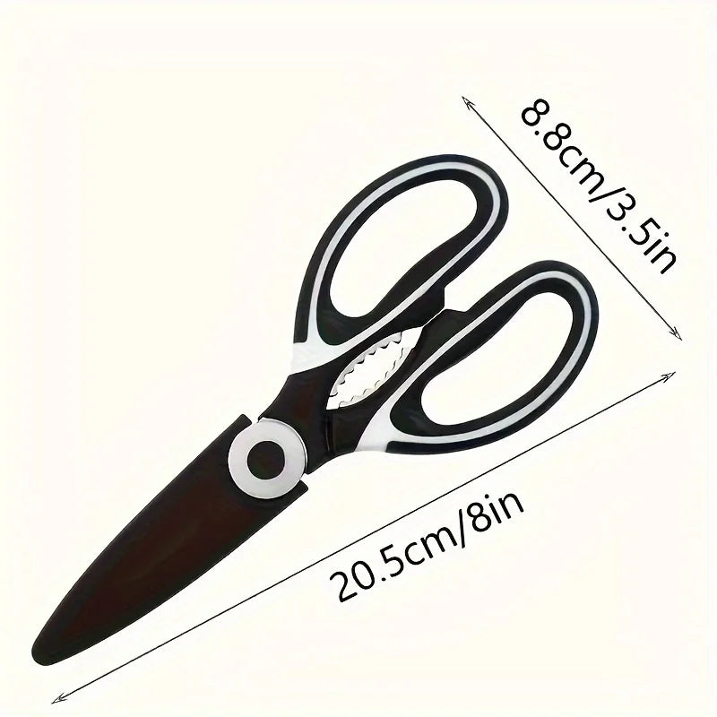 Heavy duty stainless steel kitchen scissors-multifunctional food