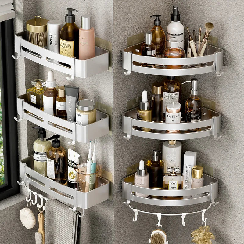 Bathroom Shelf No Drill Wall Mounted Shampoo Bottle Shower Corner