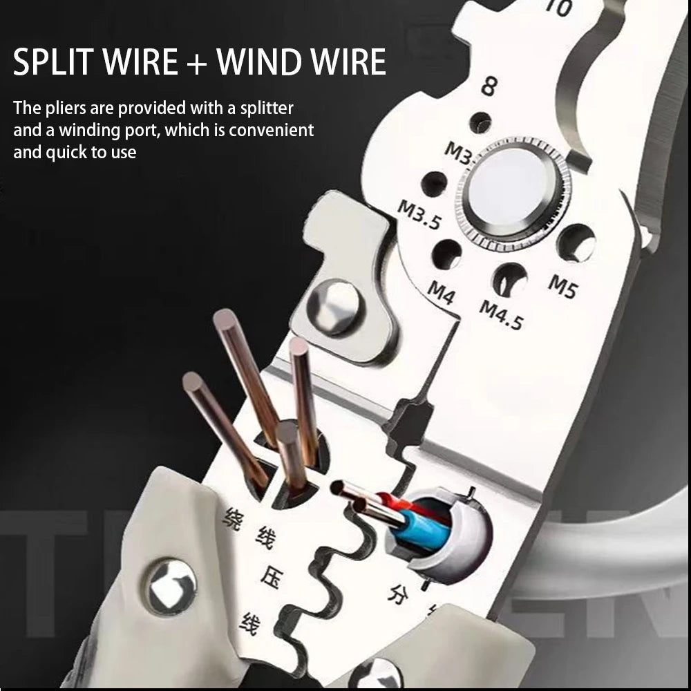 Pintudy 21 in 1 Wire Stripping Pliers Bent Non Slip Handle