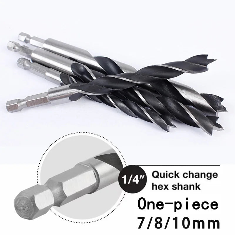 5/7-Piece Three-Point Hex Handle Drill Bit Set — 3mm to 10mm for Wo...