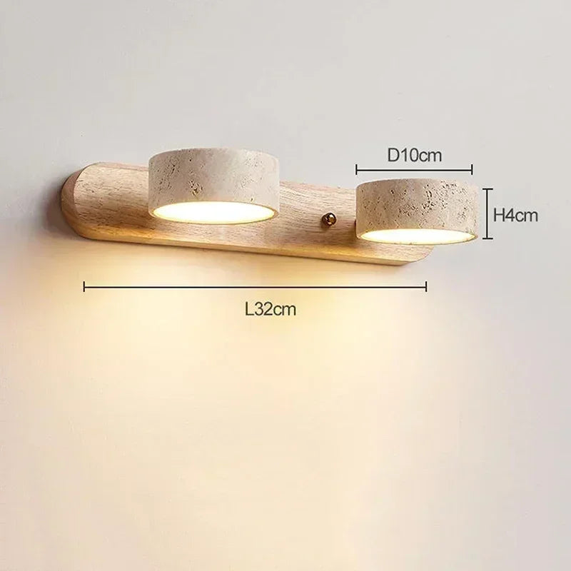 Spanish Natural Limestone Wall Lamp Rotatable Round LED  Double‑Sid