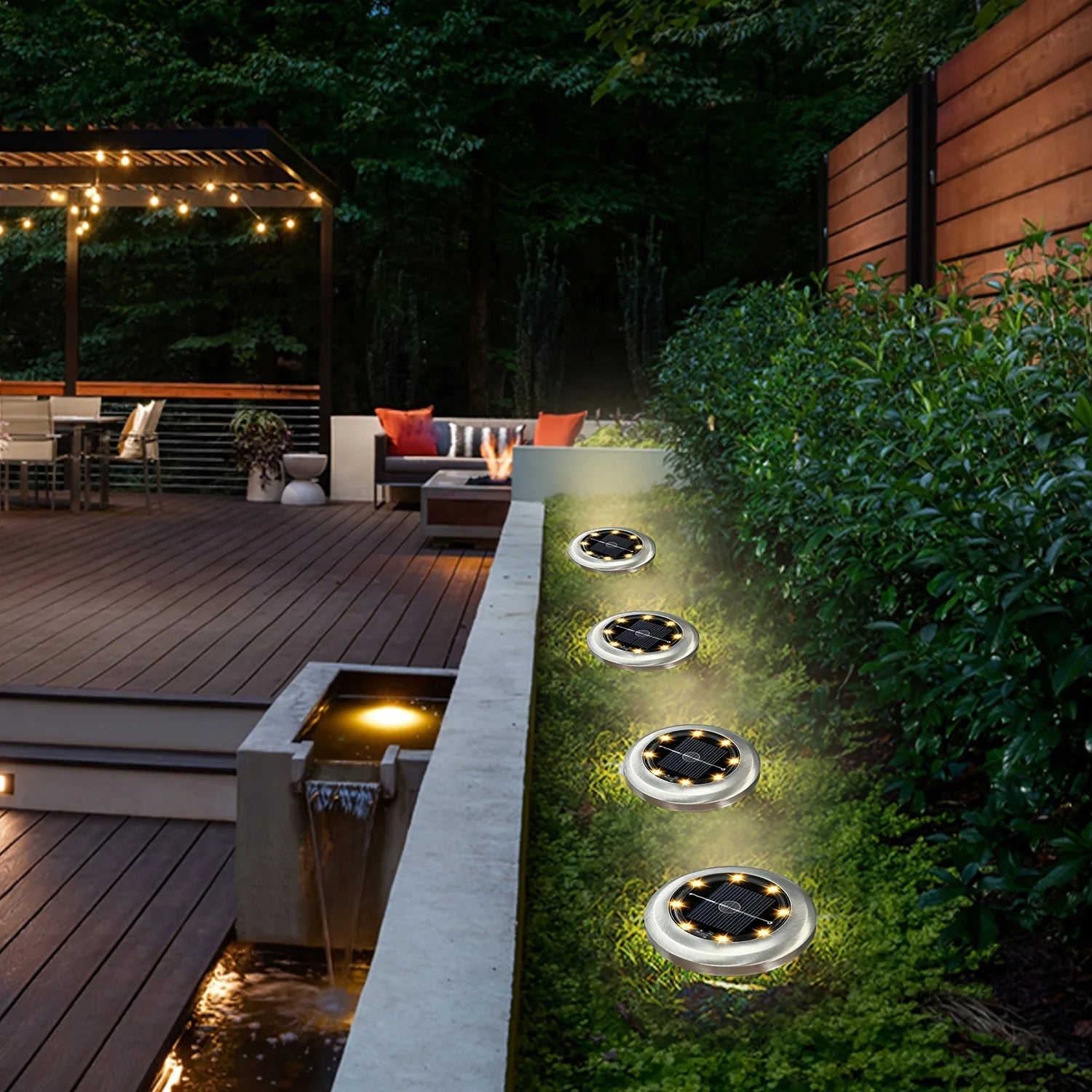 10pcs Solar Ground Light Outdoor Waterproof 8LED Disk Light for