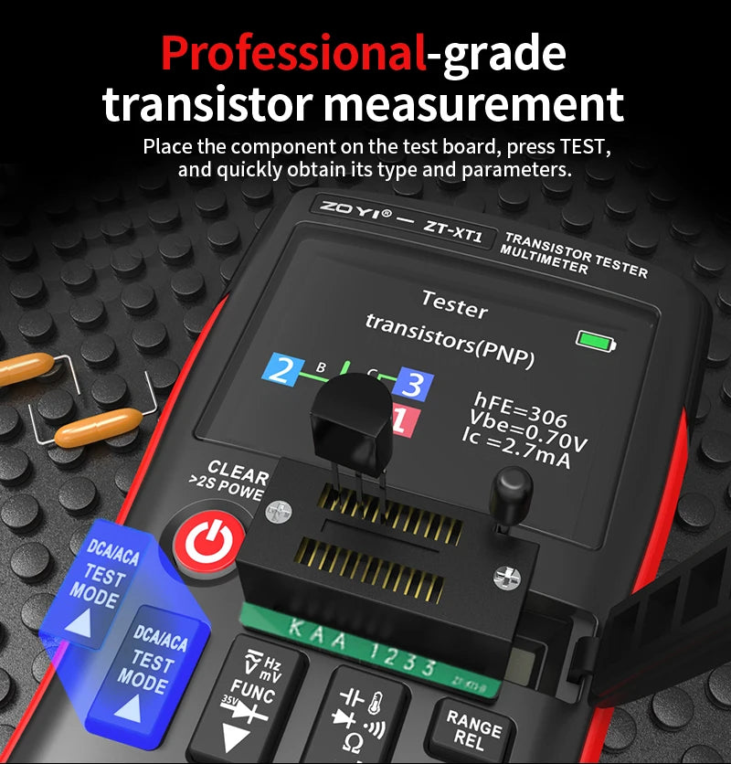 ZOYI ZT-XT1 2-in-1 Transistor Tester Digital Multimeter 25000 Counts