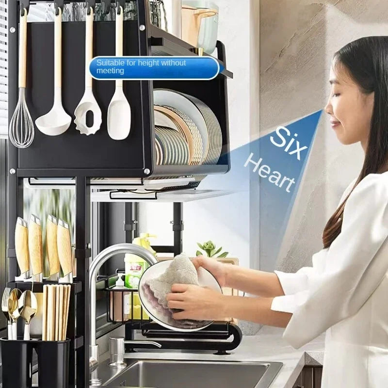 3-Tier Over-Sink Dish Drying Rack – Large Metal Kitchen Shelf