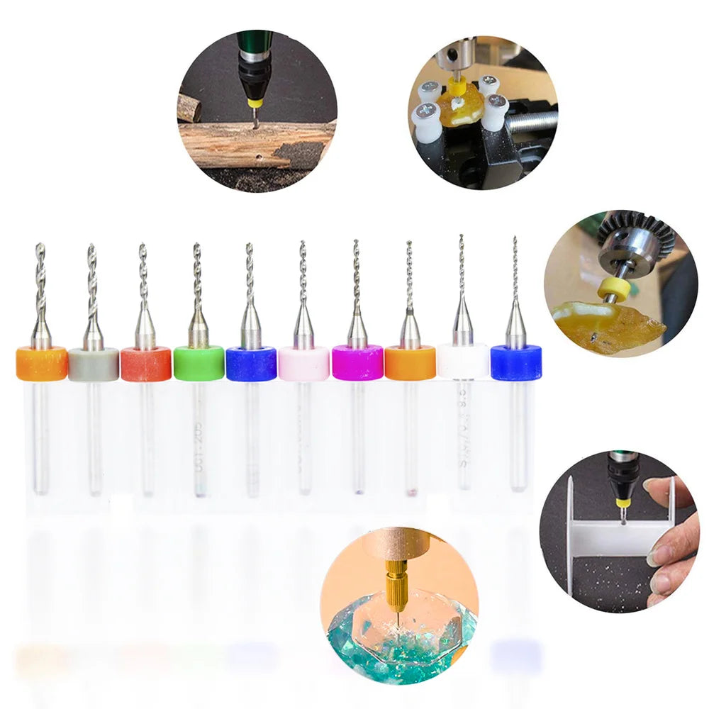10pcs 0.3mm-1.0mm Mini Drill Bit Set Carbide Gun Drill Bit Micro