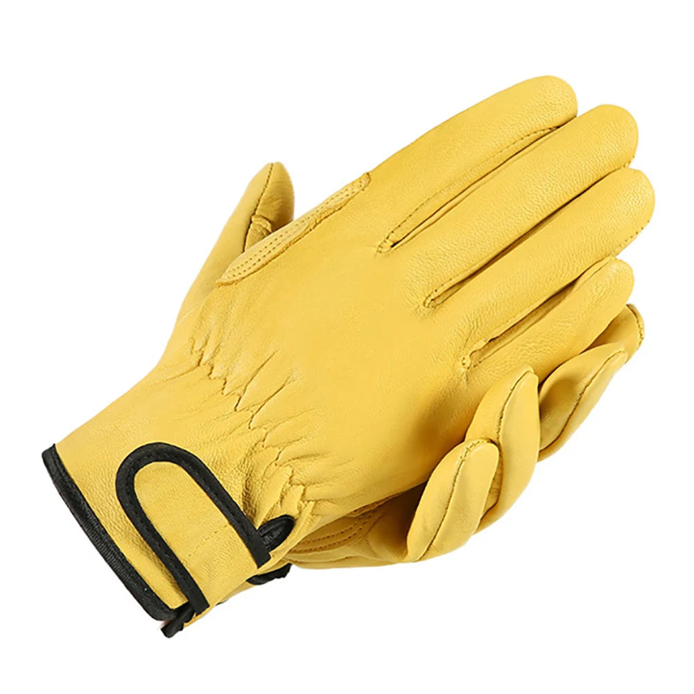 Men Work Gloves Soft Cowhide Driver Hunting Driving Farm Garden
