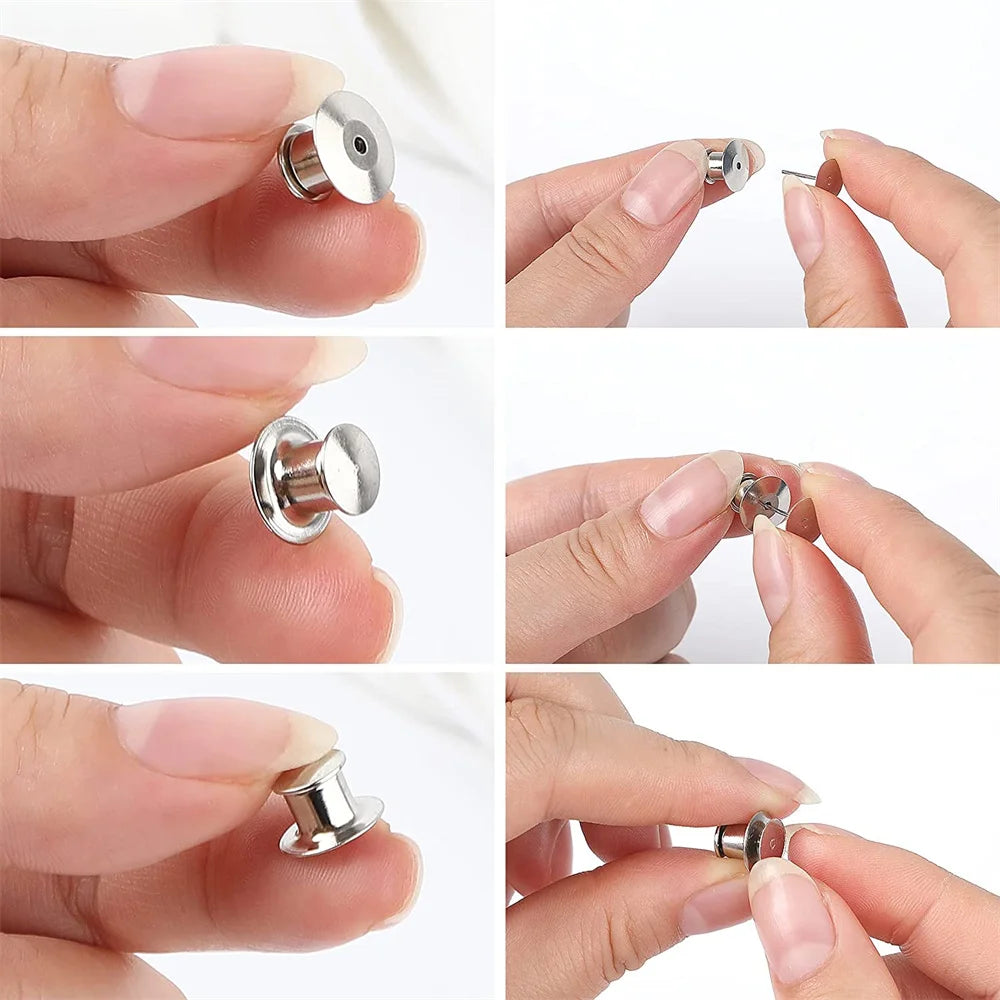 10/30/50 Pieces Locking Pin Backs Metal Pin Backs Locking Pin Keepers