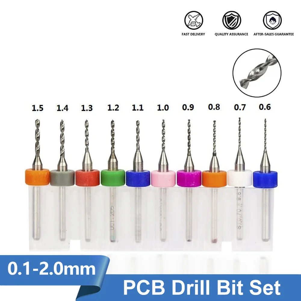 10pcs 0.3mm-1.0mm Mini Drill Bit Set Carbide Gun Drill Bit Micro
