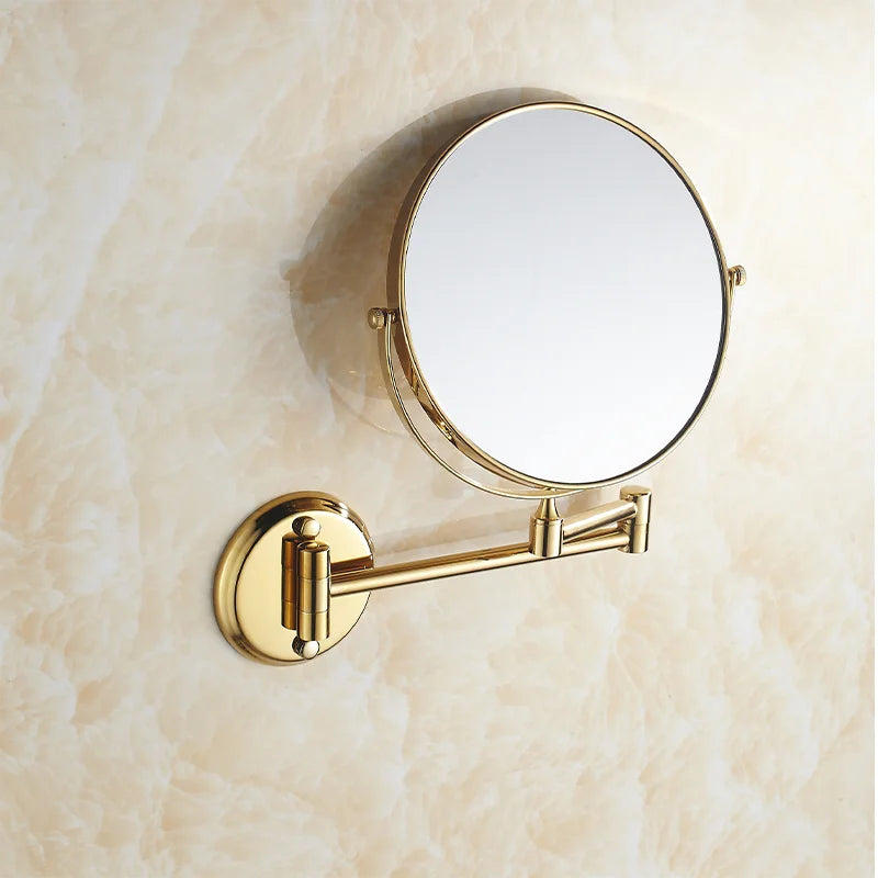 Gold 8 Inch Mirror Wall Mounted Bathroom Makeup Mirror Extending