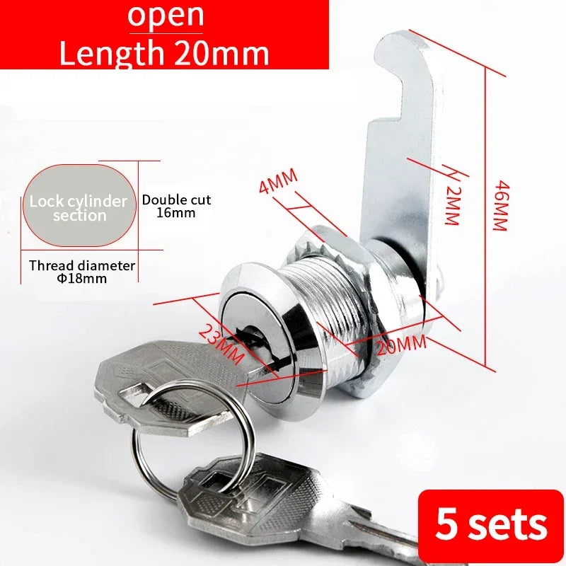 5/20 Sets Security Cam Locks - Metal Alloy Cylinder Cabinet Locker