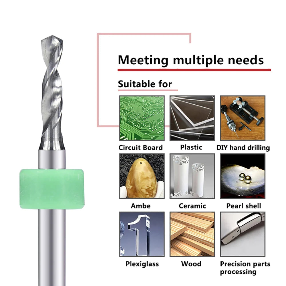 10pcs 0.3mm-1.0mm Mini Drill Bit Set Carbide Gun Drill Bit Micro