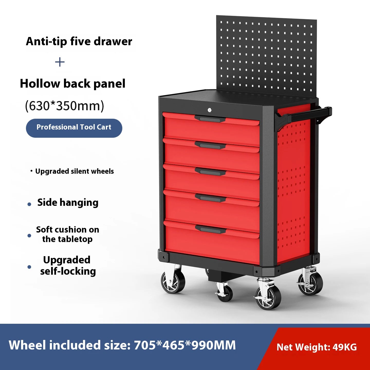 Heavy-Duty 7-Drawer Workshop Tool Cabinet with Lock