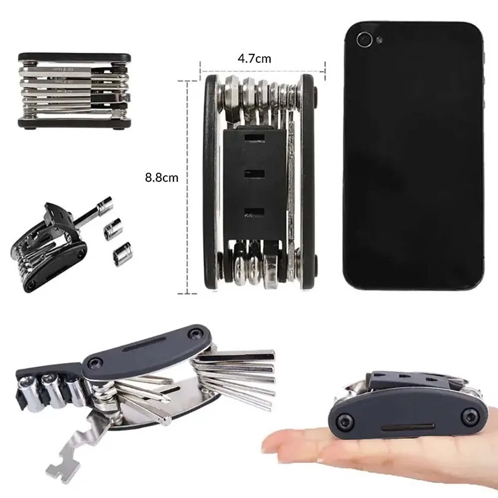 16 in 1 Portable Bicycle Repair Tools Kit Hex Wrench Nut Tire