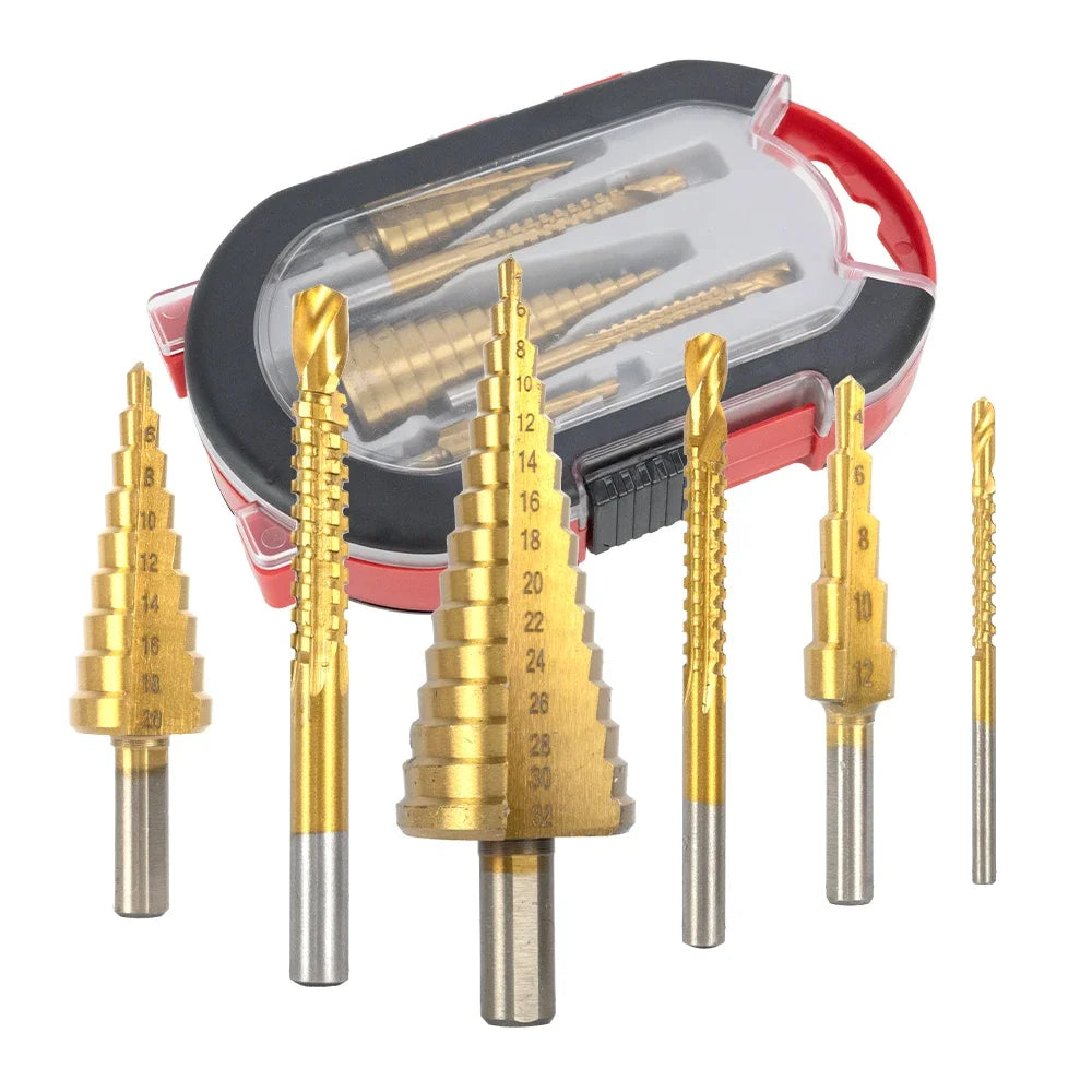 Premium 6pcs Titanium Step Drill Bit Set 4-12 4-20 4-32mm 3-8 mm for