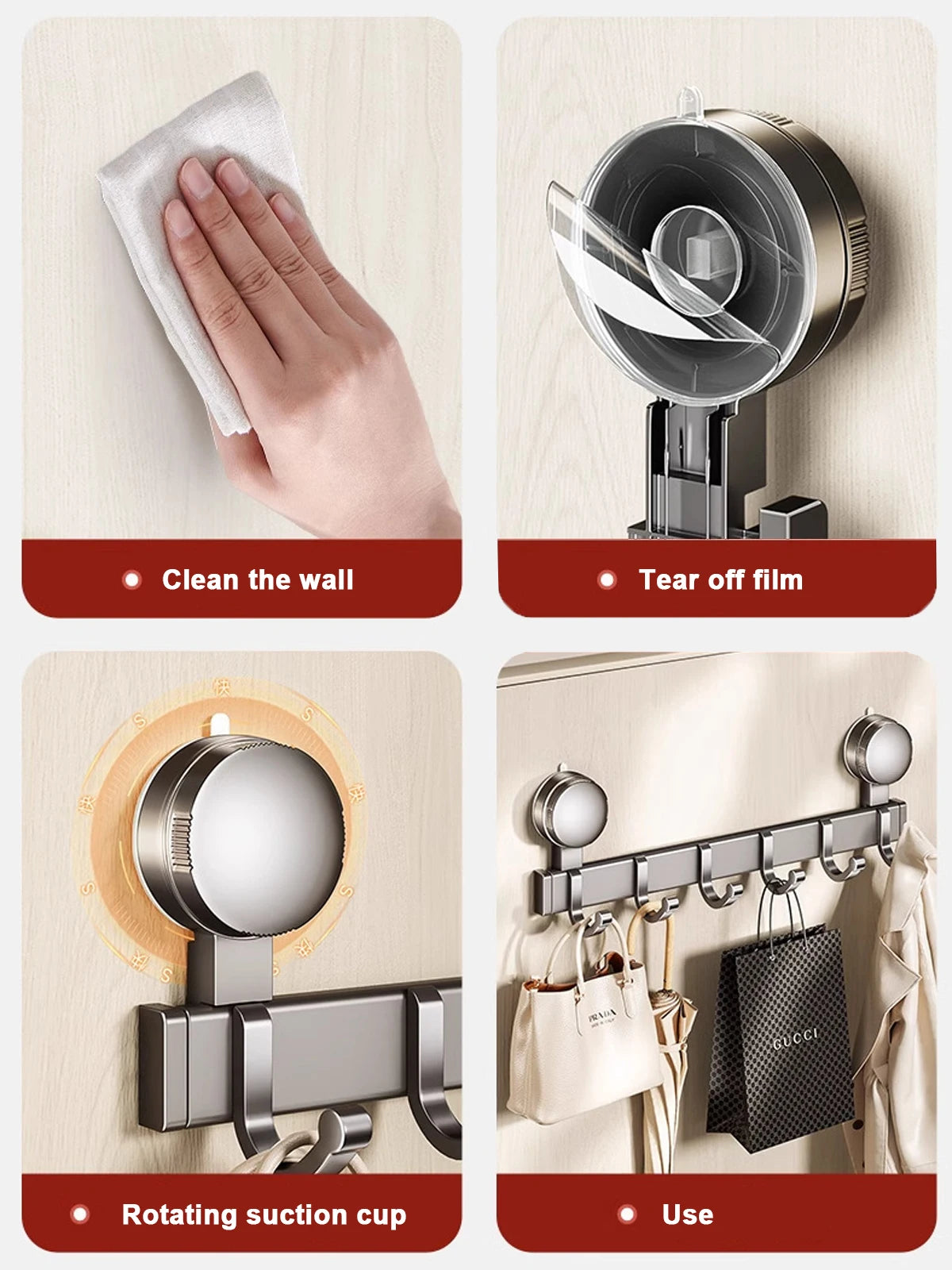Suction Cup Bathroom Hooks Towel Hanger Nail Wall Rack Hooks Coat