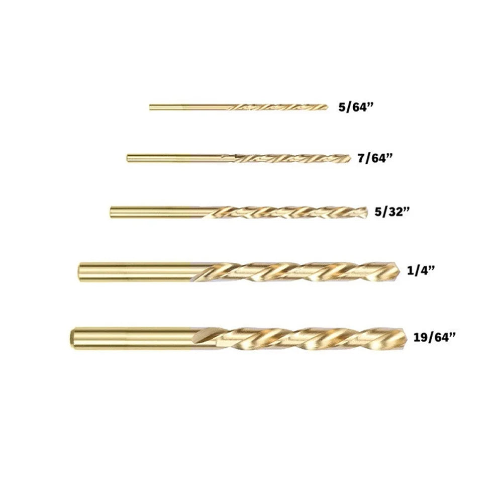 5Pcs Twist Drill Bit Left Hand Drill Straight Shank HSS 3.2-8.7mm