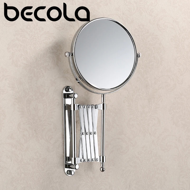 8 Inch 3X Magnifying Round Wall Make Up Mirror Two-Sided Retractable