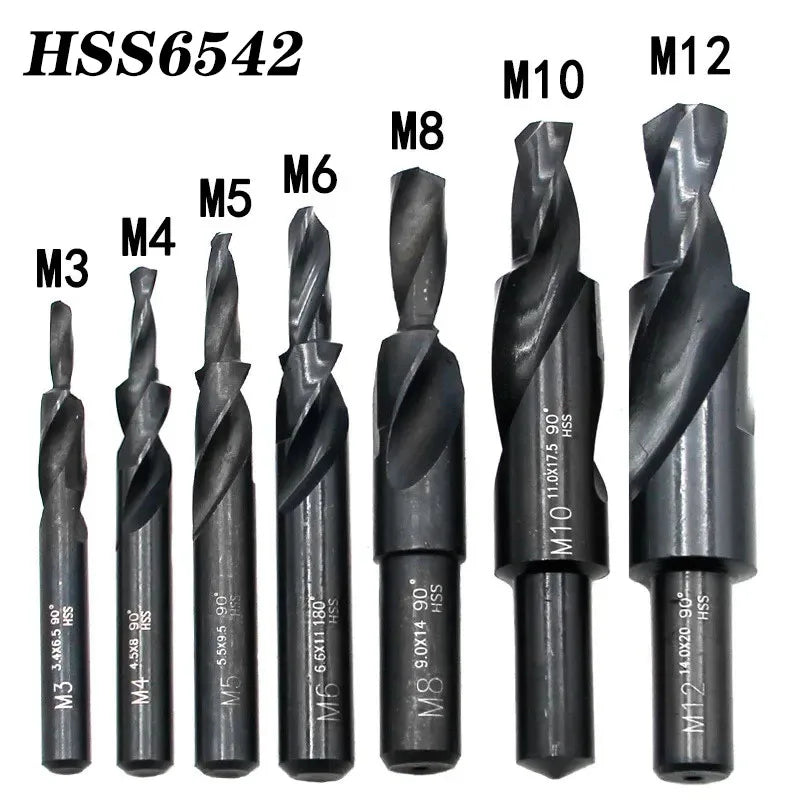 Two-Stage Step Drill Bit — 90° & 180° Chamfer Countersink for M3 to...