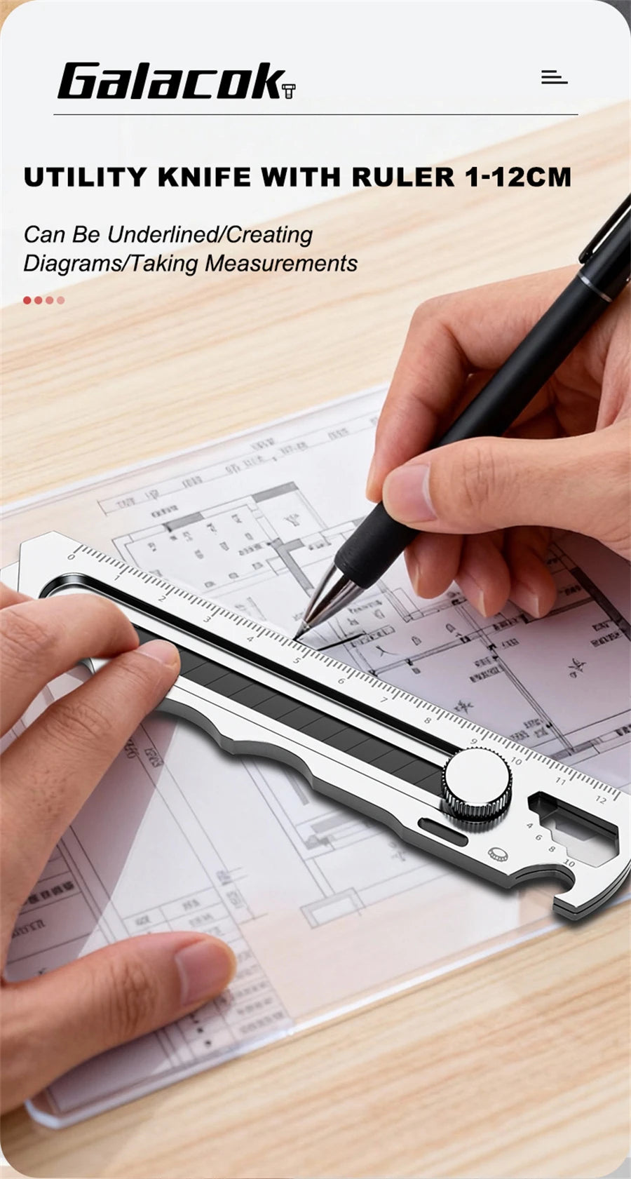 Stainless Steel Utility Knife 6 In 1 Multi-Function Opener