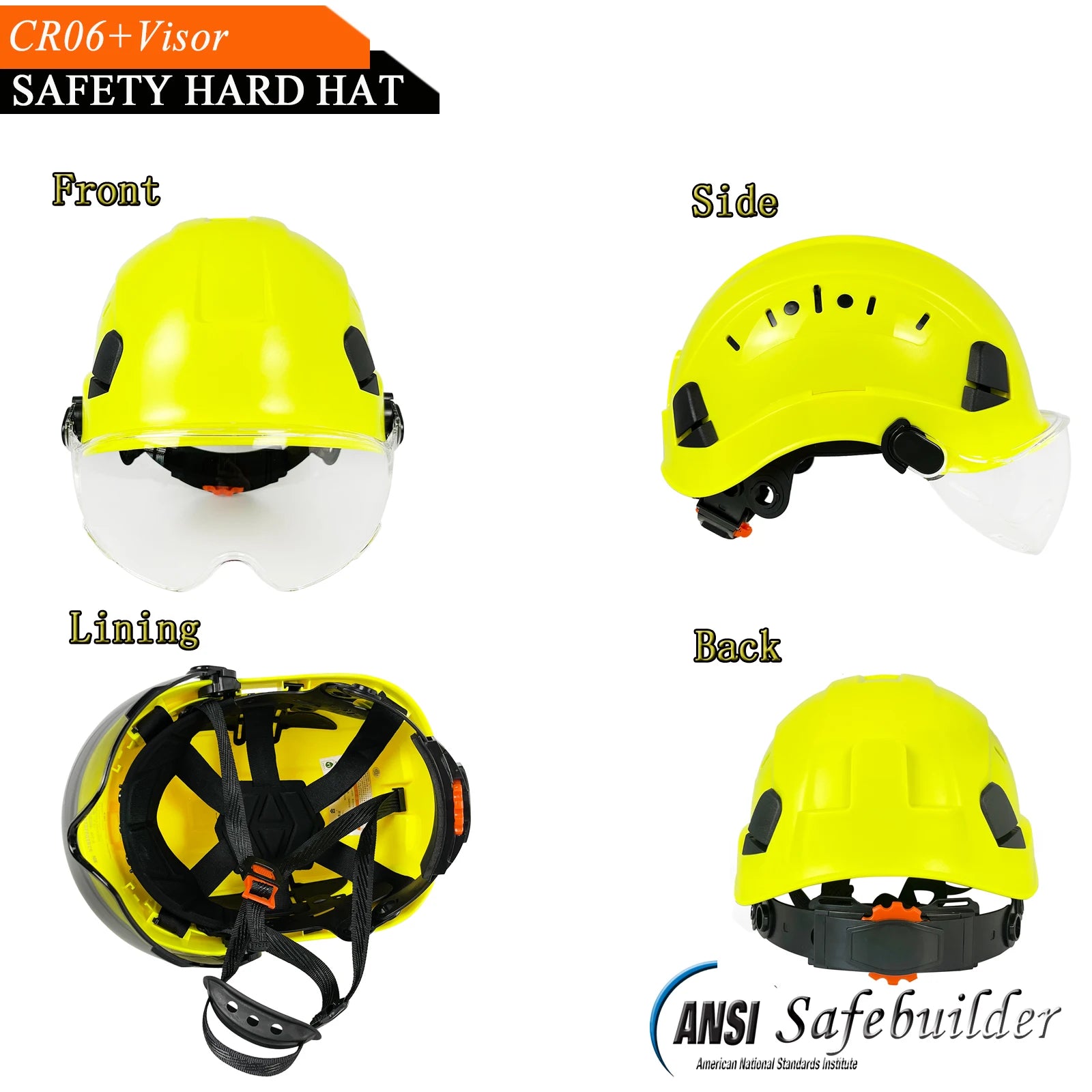 Construction Safety Helmet with Goggles & Visor – CE ANSI ABS Hard Hat