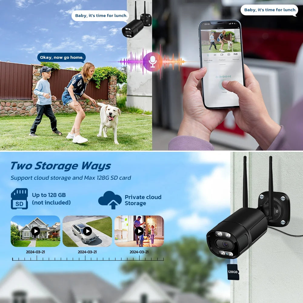 WIFI Camera 5MP HD Outdoor Bullet Surveillance IP Camera AI Human