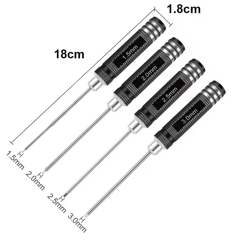 4PCS 1.5/2/2.5/3.0mm Black Hex Drivers Allen Wrench Repair Tool Set