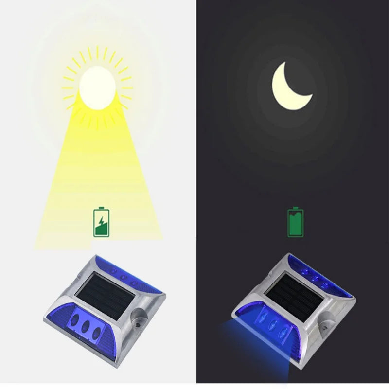 LED Solar Power Ground Marker Lights Waterproof Driveway Road Highway
