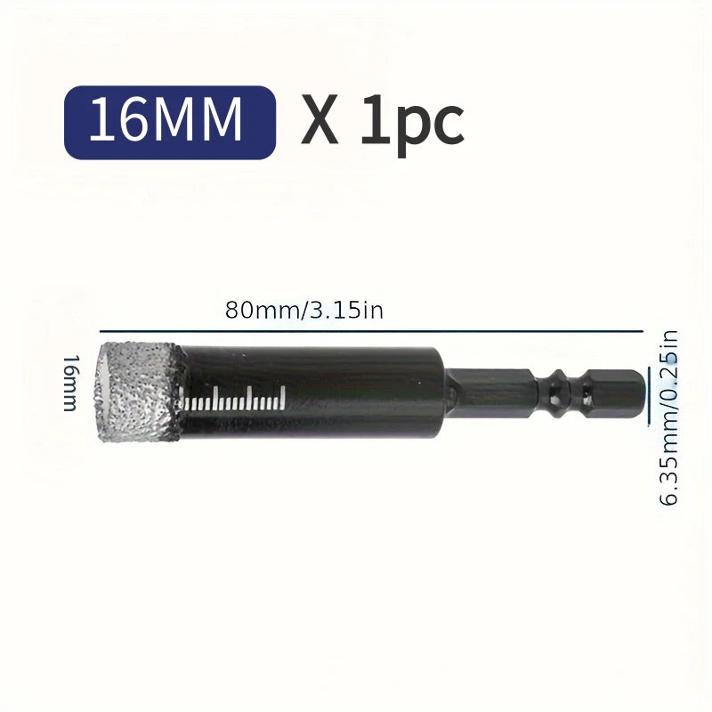 Dry Diamond Core Drill Bit — 5mm to 16mm | Single Piece or 7-Piece Set