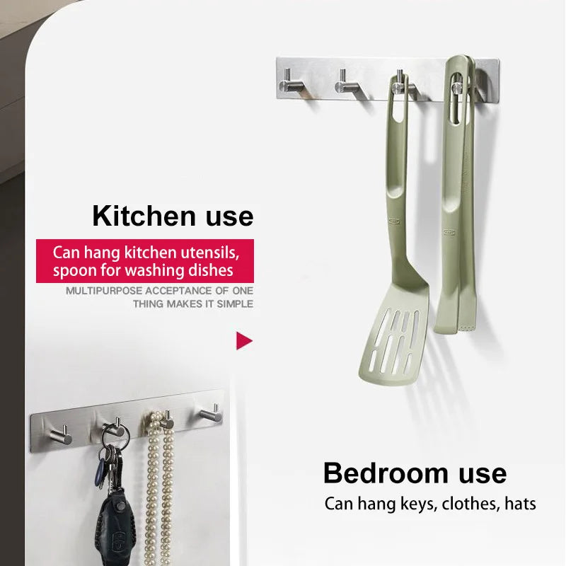 Stainless steel adhesive hooks for hanging clothes on the back