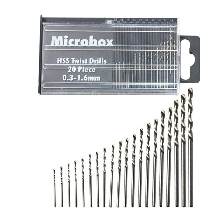 20pcs 0.3mm-1.6mm HSS Twist Drill Mini Hand Drill Hole Puncher Micro
