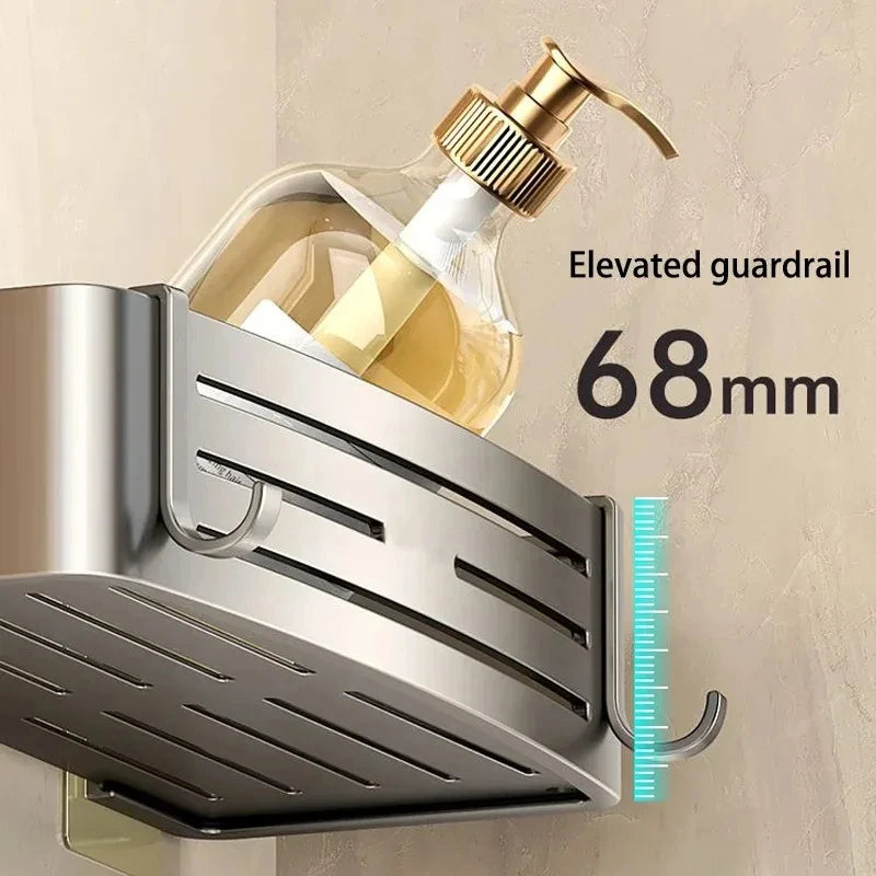 Wall Mounted No-Drill Bathroom Shelf Aluminum Alloy Storage Holder