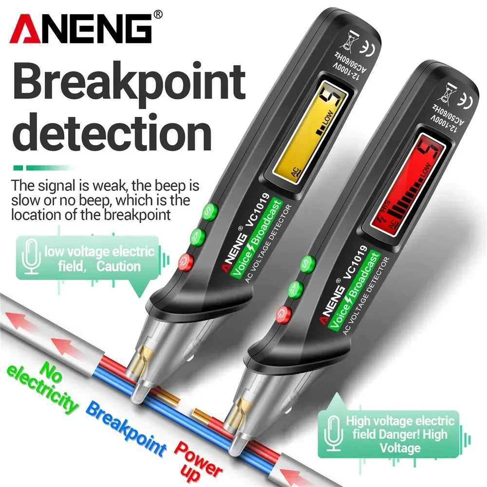ANENG VC1019 Non-Contact Voltage Tester Pen Voice Broadcast Red Laser