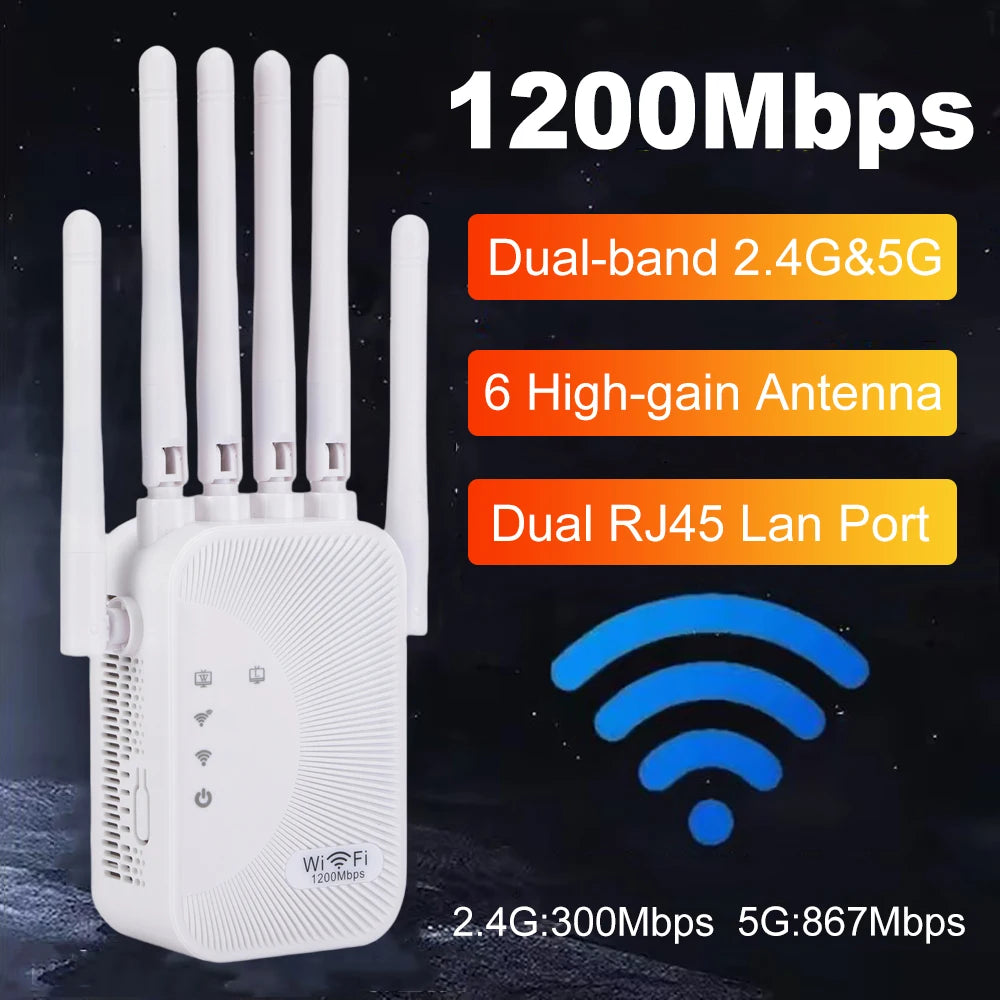 Kebidumei 1200/300Mbps WiFi Repeater Amplifier – 2.4G/5G Range