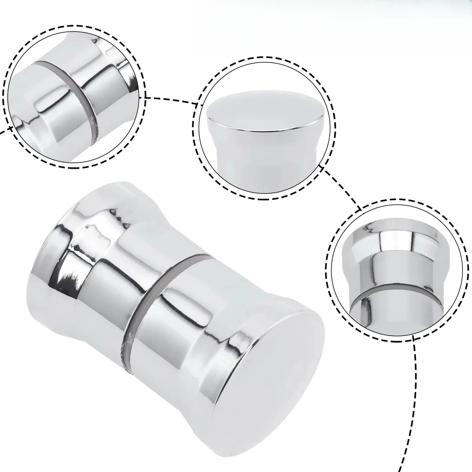 Stylish Silver Black Shower Glass Door Handle Double Sided Pull