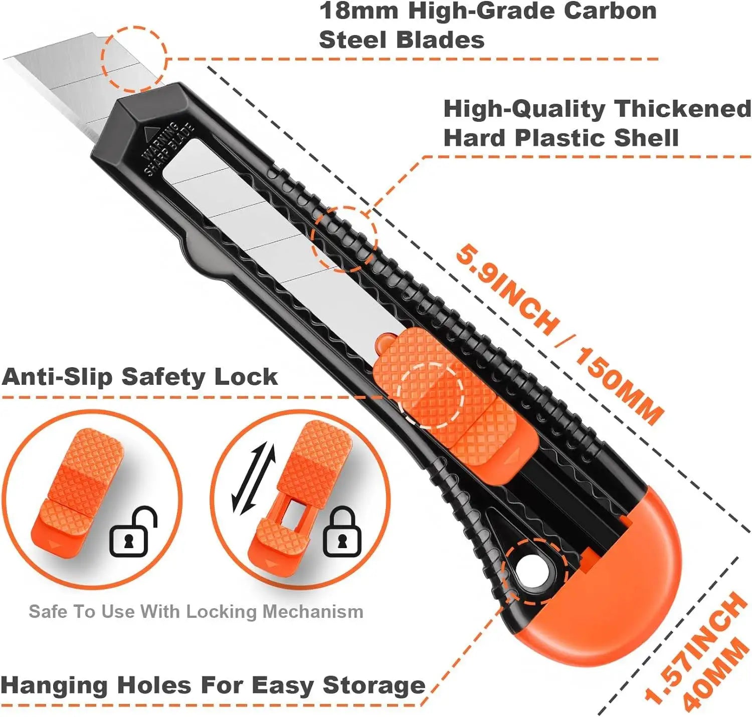 3 Pack Utility Knife Box Cutter Retractable