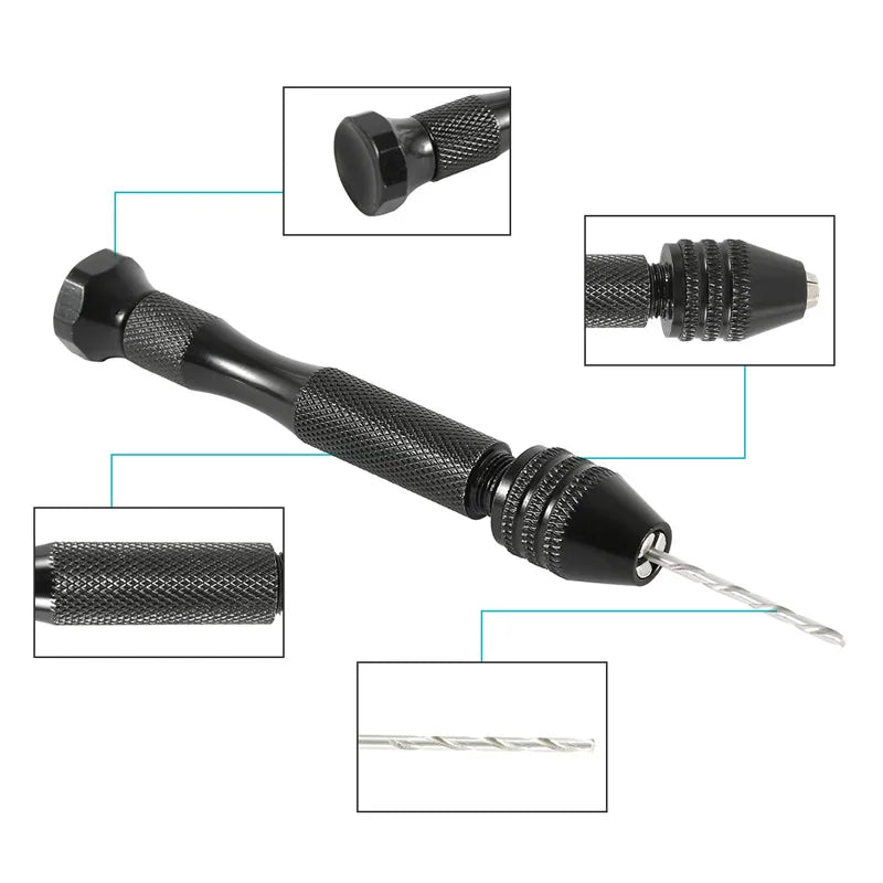 Mini Micro Aluminum Hand Drill With Keyless Chuck HSS Steel Twist