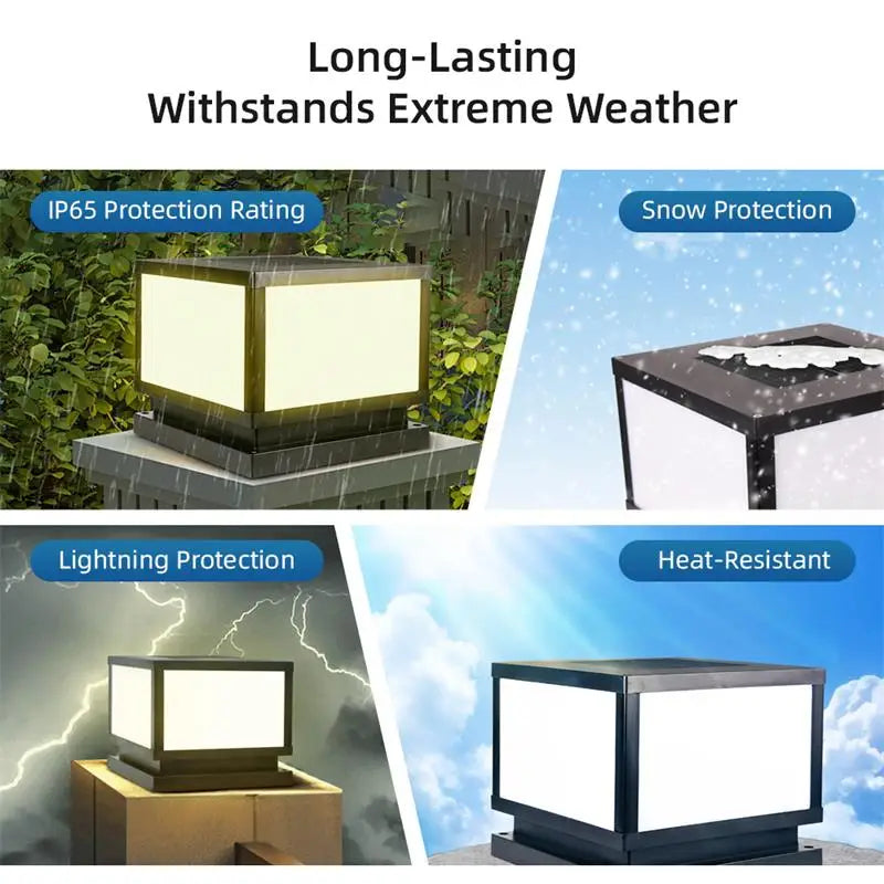 Timed LED Solar Outdoor Light Pillar Solar Lights Waterproof Thick
