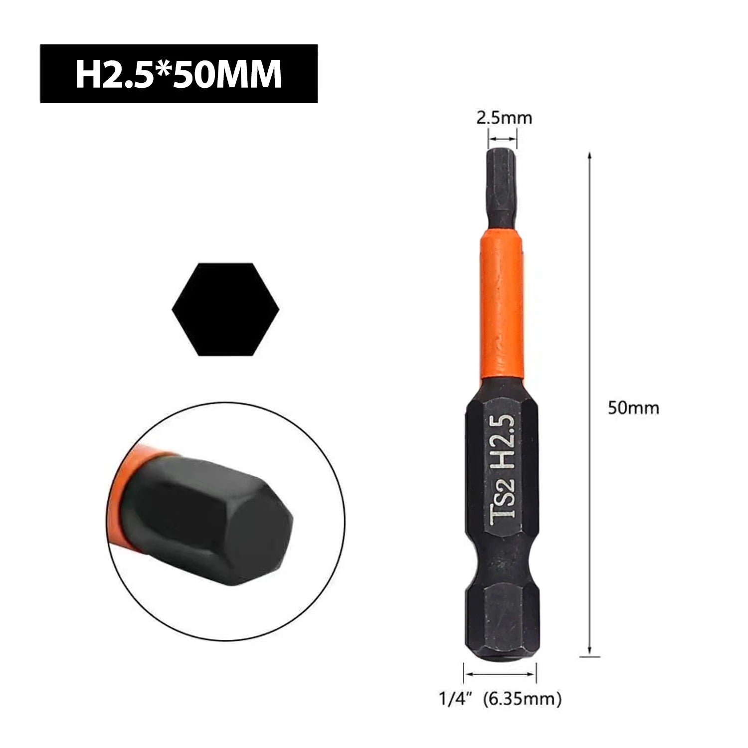 1/7x 50mm Hex Head Screwdriver Bit 1/4 Hex Quick Change Impact Driver