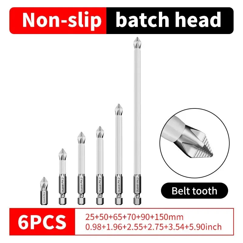 6 PCs Non-Slip Magnetic Cross Head Household Electric Driver Screw