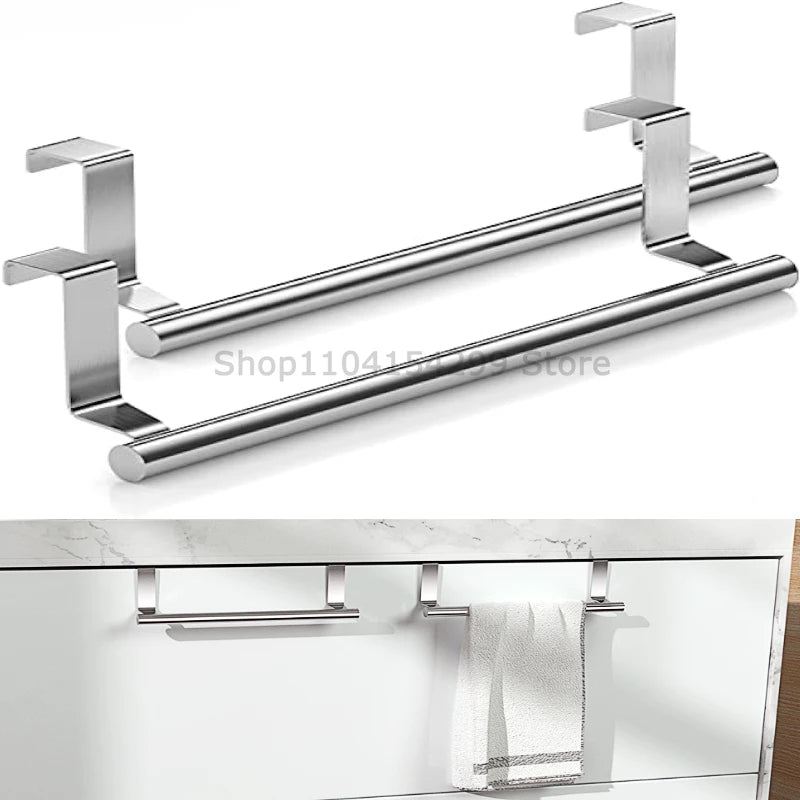 1/2p Towel Rod Steel Metal Wire Over Cabinet Towel Rack Storage