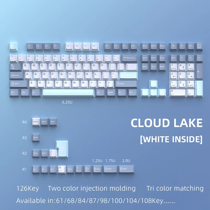 126 Keys Double Shot PBT Cherry Keycaps Mechanical Game Keyboard