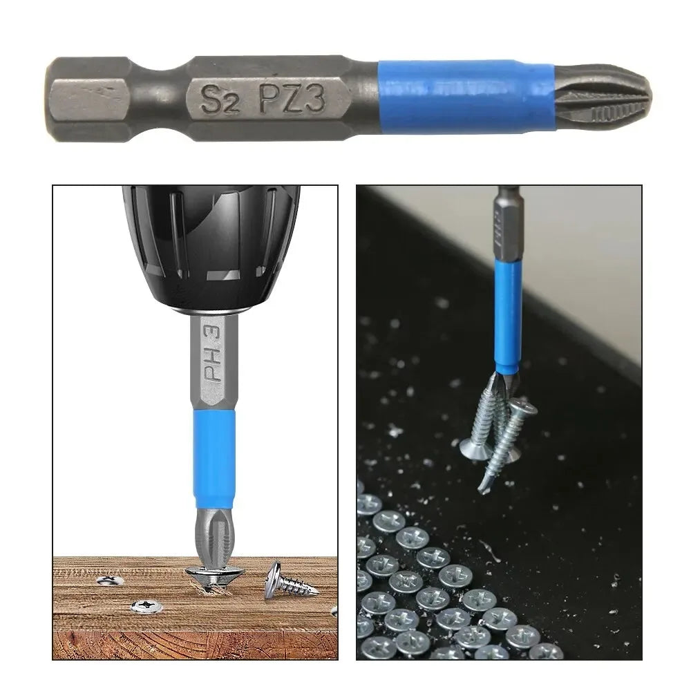 12/6PCS 50mm Screwdriver Bits Anti-slip Magnetic Drill Bits 1/4Inch
