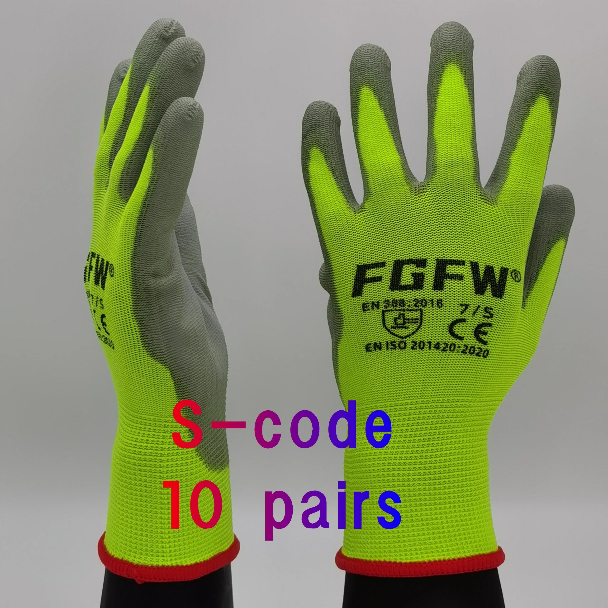 10 Pairs PU Coated Work Gloves - Lightweight